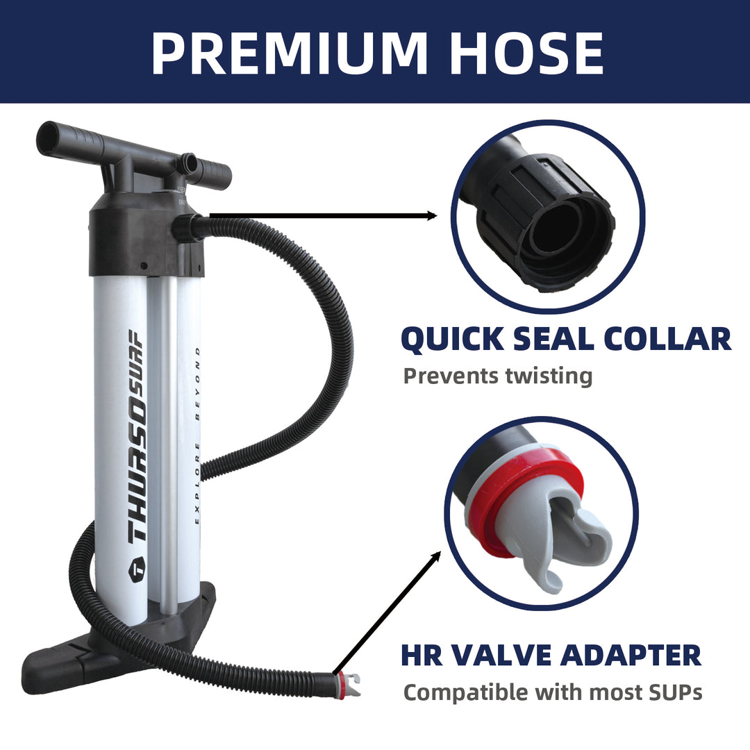 ThursoSurf premium hose pump with quick seal collar and HR valve adapter on a white background