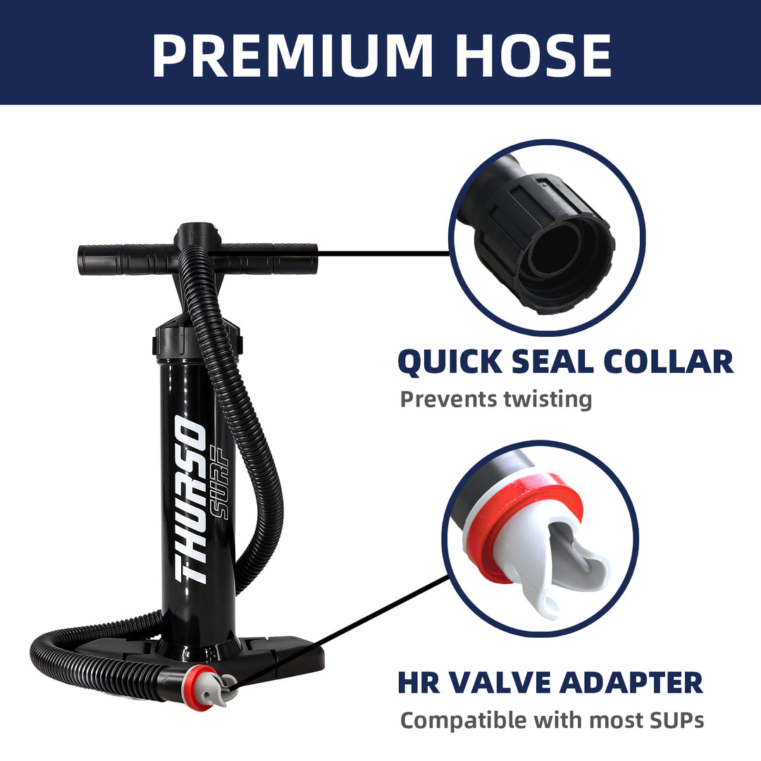 Thursa pump with quick seal collar and HR valve adapter on a white background